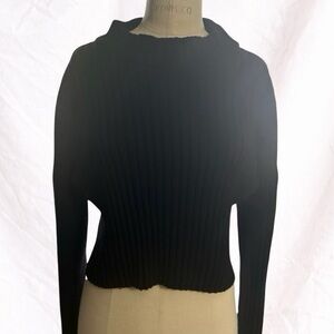 Zara Black Cable Knit Sweater Zipper Sleeve Pullover Size M